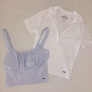 Two Hollister shirts ->> Ruched Crop Cami Size XS, and Baby Polo Size XS